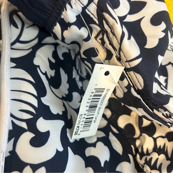 NWT Amazon Blue/White Floral Drawstring Hawaiian Swim Trunks Size Large - Picture 7 of 11